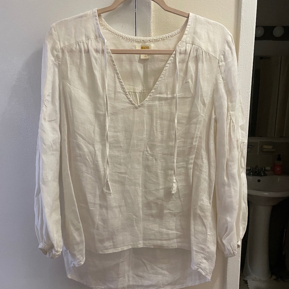 Anthropologie Linen Shirt, White, Size S